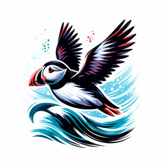 illustration of a bird of Puffin - obrazy, fototapety, plakaty