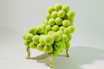 chair made of tennis ball, surrealism, creative furniture design - obrazy, fototapety, plakaty
