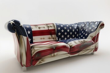 sofa made of American flag,surrealism, creative furniture design - obrazy, fototapety, plakaty