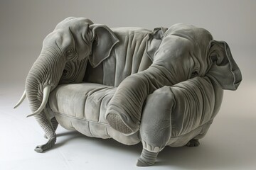 sofa made of elephant , surrealism, creative furniture design. - obrazy, fototapety, plakaty