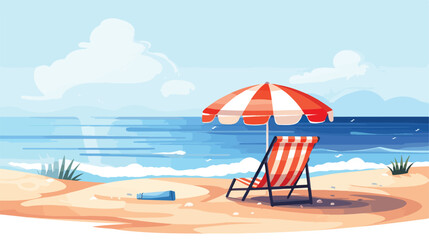 Fototapeta na wymiar Chaise lounges umbrellas at luxury sand beach sea r