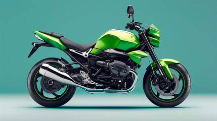 Modern Sport Motorcycle with Vibrant Green Accents