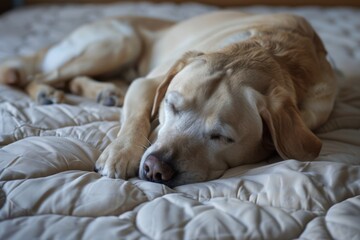 Muzzle of a sleeping white dog close-up.. Beautiful simple AI generated image in 4K, unique.