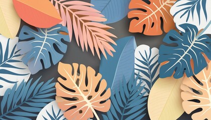 Textures of abstract black leaves for tropical leaf background. Flat lay, dark nature concept, tropical leaf, paper art and handmade design
