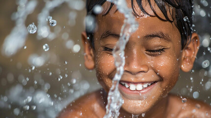 portrait of a boy in the rain