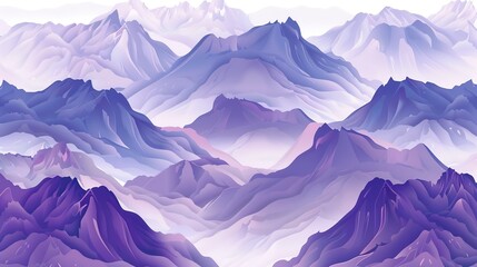 Seamless pattern, abstract purple white mountains landscape, tiling texture background
