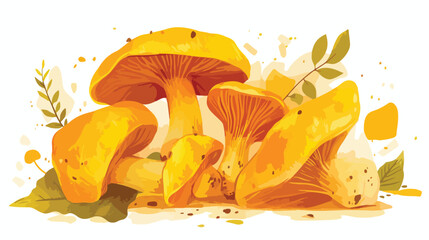 Golden chanterelles or cantharellus mushroom. Compo