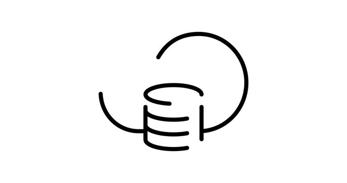 Cloud data storage animated outline icon on white background. Cloud computing 4k motion design animation for web, mobile and ui design