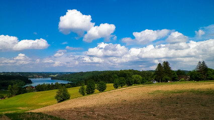 Beautiful view of Ostrzyckie Lake in Wiezyca Region, Poland