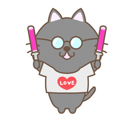 推し活をするくろねこ/メガネ