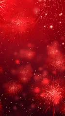 Fotobehang Fireworks on red background © jiejie