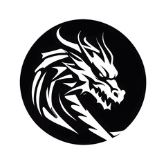 Monochrome Dragon head logo, Tattoo