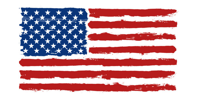 American flag paint texture. Grunge USA Flag. Vector Illustration for Celebration Holiday 4 of July American President Day. Stars and stripes