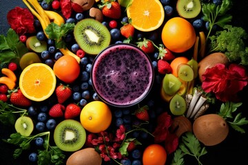 A table full of colorful fruits and vegetables.