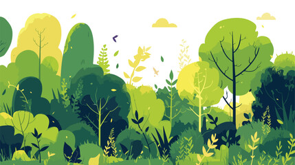 Green forest summer trees and shrubs eco banner des - obrazy, fototapety, plakaty