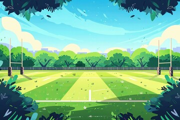 Rugby field, illustration style