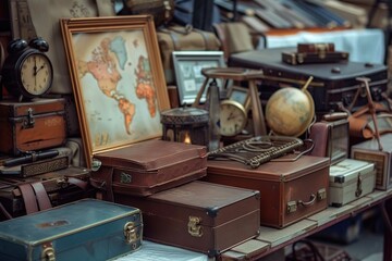 Antique market with vintage items
