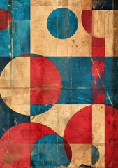 modern abstract design featuring geometric shapes in red, blue and beige colors