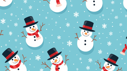 Christmas snowmen pattern. Seamless winter backgrou