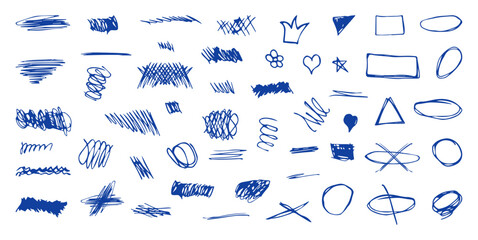 Scribbles and sketches, marker line set. Hand drawn abstract doodle pencil scratch mark for your design © Iryna