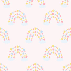 Cute rainbow with flowers. Children's seamless pattern. Cute pattern for wallpaper, textiles, wrapping paper