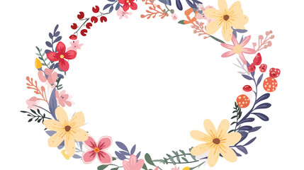Fototapeta na wymiar Circular frame garland wreath or border made of col