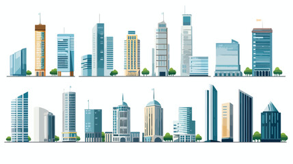 City design elements. Skyscrapers set. Flat archite