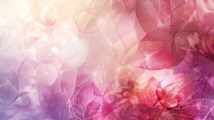 A pink background with leaves and flowers. The flowers are small and scattered throughout the background