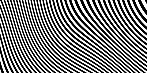 Abstract black and white monochrome soft bend zebra pattern striped line art pattern background