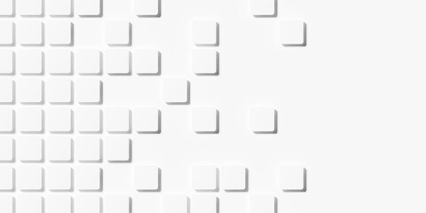 Grid of rounded offset white cube boxes or block background wallpaper banner with copy space