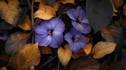 Partially blossoming periwinkle