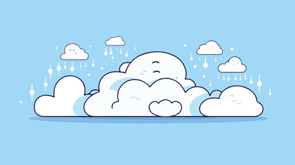 Cloudy and overcast weather icon with group of clou