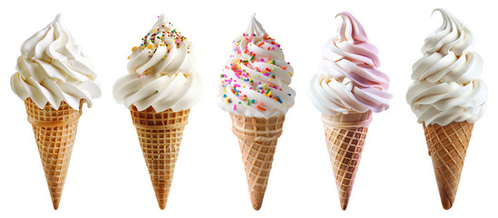 Ice cream cones on isolated background.