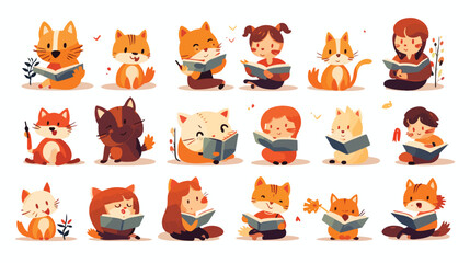 Collection of adorable animals students or pupils s