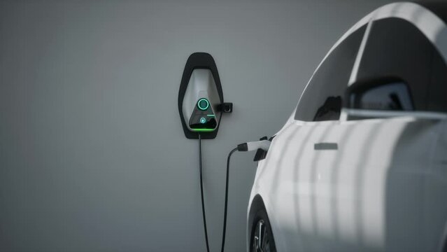 Charging Electric Car Suv In Garage 3D Animation