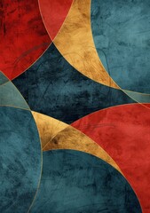 blue red gold geometric elegant and modern artwork featuring abstract	