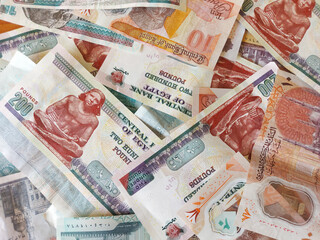 background of banknotes - Egyptian currency - Egyptian pounds -