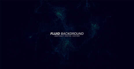 Dynamic wavy shape constructed of particles. Digital fluid background. Vector illustration.