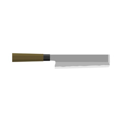 usuba is a traditional Japanese style knife designed specifically to cut vegetables. Japanese cuisine vector illustration. A traditional Japanese kitchen knife with a steel blade and wooden handle.
