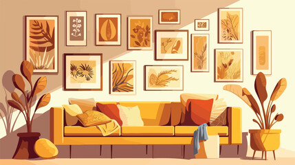 Contemporary wall art composition with framed abstr