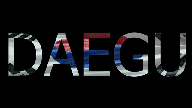 Daegu Name on Transparent Background. Waving Flag