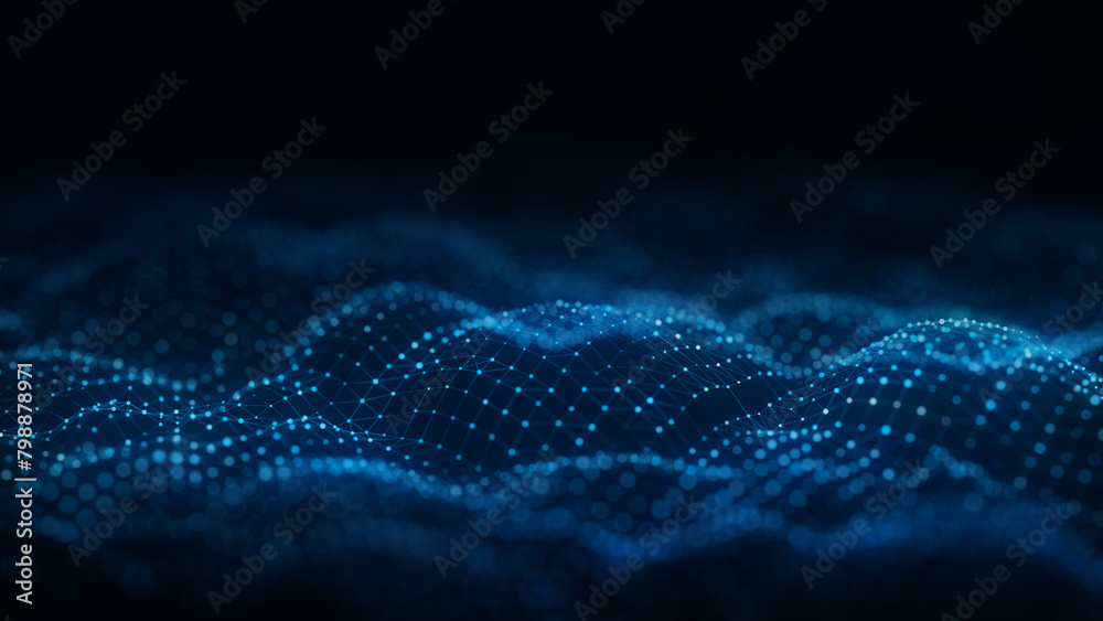 Poster dynamic color wave of particles and lines. abstract futuristic background. big data visualization. 3