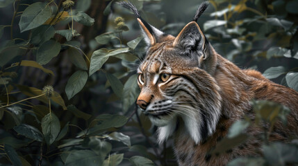 Obraz premium A close up view of a cat in its natural habitat in a forest