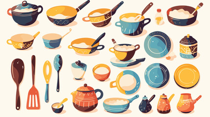 Handmade pottery flat vector illustration. Clean di - obrazy, fototapety, plakaty