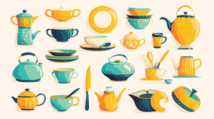 Handmade pottery flat vector illustration. Clean di