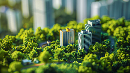 miniature macro photograph of sustainable eco city