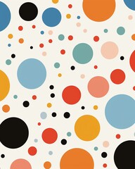 Abstract dots and circles, seamless pattern, flat design, white background ,  childlike drawing - obrazy, fototapety, plakaty