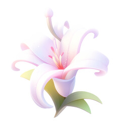 lily icon, flower icon, 3D icon, cartoon, smooth, shiny, cute, dreamy, spotlight