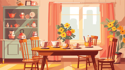 Cozy home kitchen interiors set. Modern comfortable