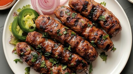 Bun Kabab on a white plate captured from top view, with a clean and clear White background....